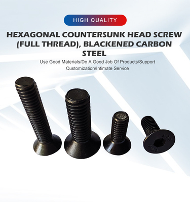DIN estándar duradero de cabeza plana de la toma de la tapa de tornillo de acero al carbono negro hilo completo