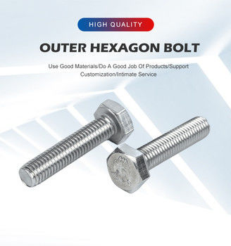 M3 M4 M6 M8 304 Cerrojo hexagonal exterior de acero inoxidable para GB estándar y acabado plano