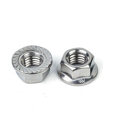 Acero inoxidable DIN6923 Hexagonal Hex Head Serrated Spin Lock Flange Nut para productos