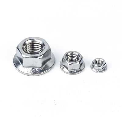 Acero inoxidable DIN6923 Hexagonal Hex Head Serrated Spin Lock Flange Nut para productos