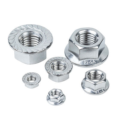 Acero inoxidable DIN6923 Hexagonal Hex Head Serrated Spin Lock Flange Nut para productos