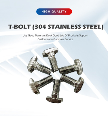 304 de acero inoxidable de canal T tornillos industria M6/M8 T de cabeza tornillo tornillos para perfiles de aluminio