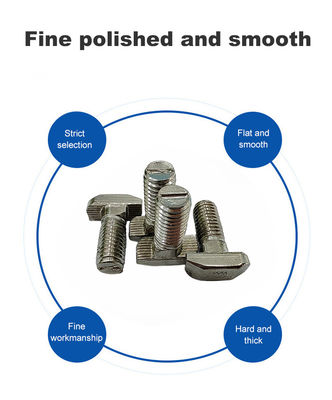 Cabeza de panelas de acero inoxidable M8 T pernos T cabeza de tornillo para el perfil de aluminio T ranura