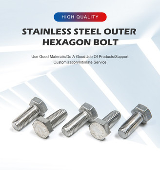 Cerrojos hexagonales de acero inoxidable 304 de acabado liso para productos industriales