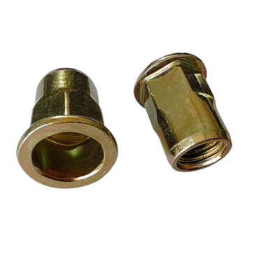 Industria pesada semihex amarillo revestido de zinc de acero al carbono con cabeza plana y nuez de remachado abierta