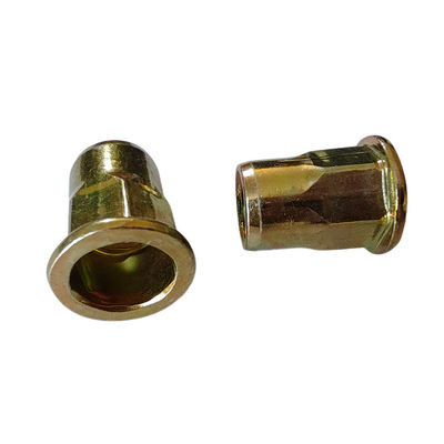 Industria general Nut de remachado abierto semi-hex con revestimiento de zinc amarillo en medición métrica