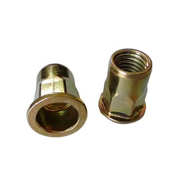 Industria general Nut de remachado abierto semi-hex con revestimiento de zinc amarillo en medición métrica