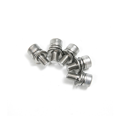Tornos de cabeza con tapa de enchufe hexagonal de acero inoxidable con lavadoras de resorte y lavadoras simples