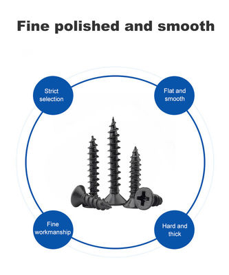 Parafusos de yeso plano de construcción ISO con cabeza contrafundida y parafusos de pared secos negros