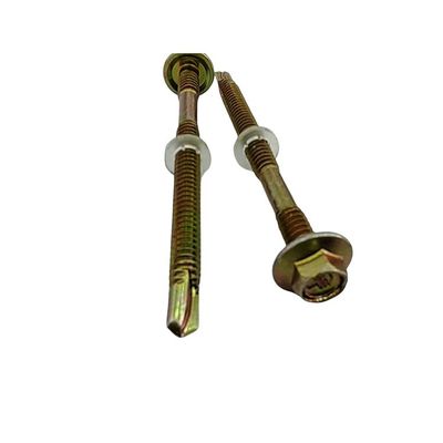 Parafusos de techo con cabeza hexadecimal con medición métrica de acero al carbono revestido con zinc