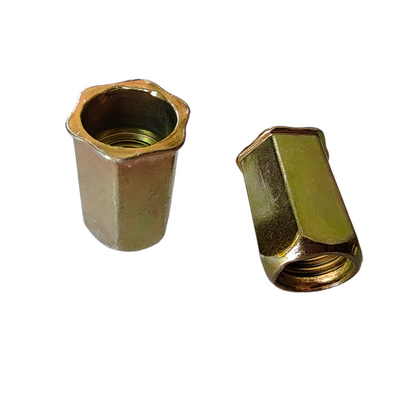Acero de carbono con chapa de zinc amarillo con cabeza pequeña, nuez de remachado hexadecimal abierto con norma DIN