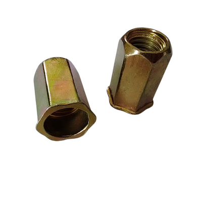 Acero de carbono con chapa de zinc amarillo con cabeza pequeña, nuez de remachado hexadecimal abierto con norma DIN