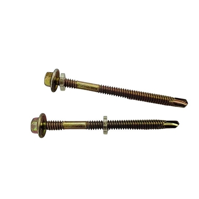 GB Pan Head 2024 Hex Fijaciones tornillos con lavadora de caucho clavos de techo galvanizados amarillos