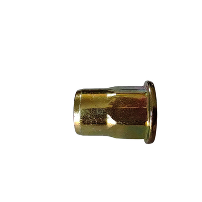Nuca de remachado abierto semi-hex en acero al carbono zincado amarillo para sistema de medición métrico