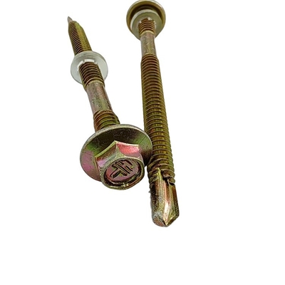 Hexagonal Hex Head tornillo de auto perforación con lavadora de caucho 2024 acabado metálico zincado