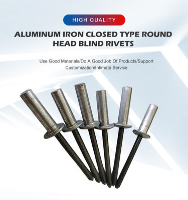 Rivet ciego de cabeza redonda de aluminio-hierro de extremo cerrado para aplicaciones de trabajo pesado