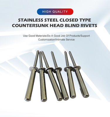 Rivet ciego sellado contra el hundimiento con diseño cerrado del extremo y material de acero inoxidable