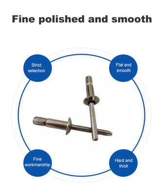 Rivet ciego de acero inoxidable con cabeza de cúpula Rivet pop con remates personalizados de acabado brillante