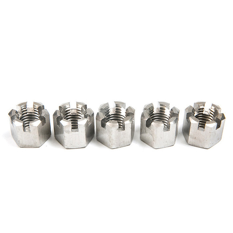 Estándar DIN935 de acero inoxidable 304 316 Titanio Hexágono con ranuras de cerradura redonda Hex Castle Nut