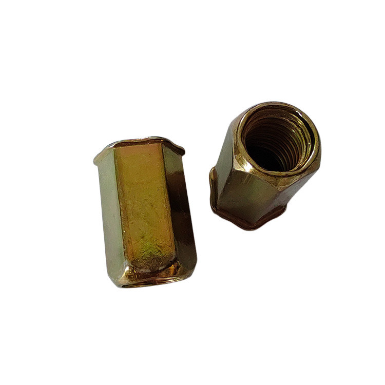 4.8 Grado de zinc amarillo-cromado revestido con una tuerca de remachado hexadecimal para aplicaciones en cabezas pequeñas