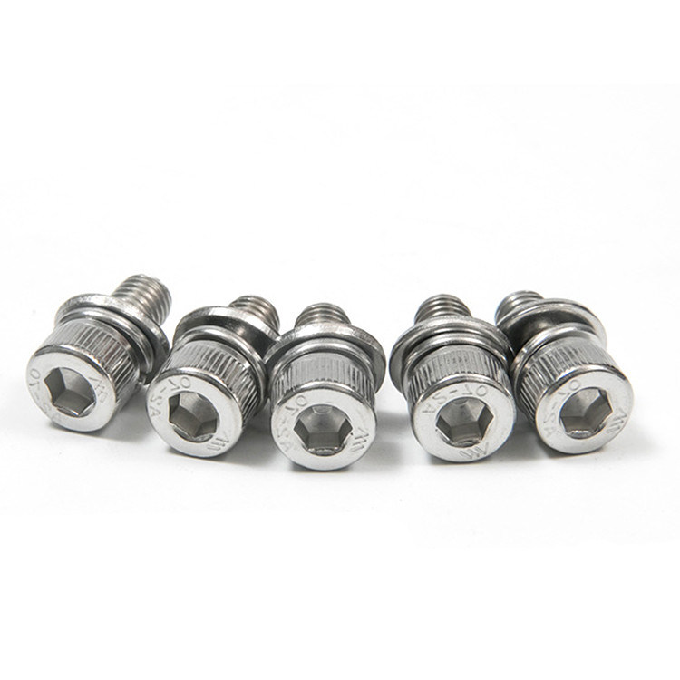 Lavadora de resorte plana de acero inoxidable de acabado plano de combinación de tornillo interno hexagonal