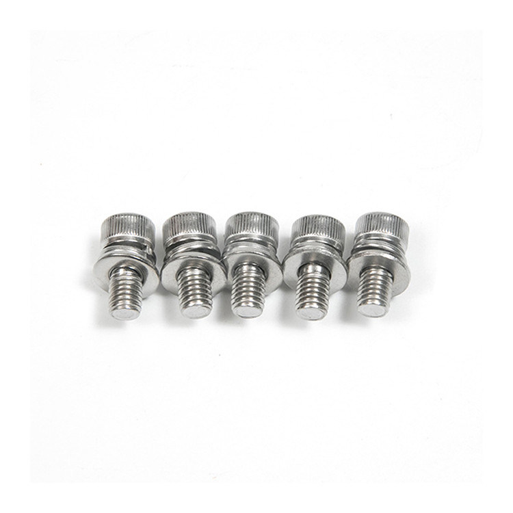 M6 de acero inoxidable DIN912 Standard Hexagon Socket Head Screw con resorte y lavadora