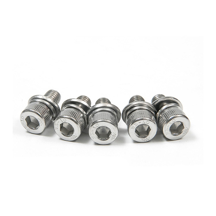 Acero inoxidable Hex Socket Head Cap tornillos con lavadora de resorte y lavadoras simples